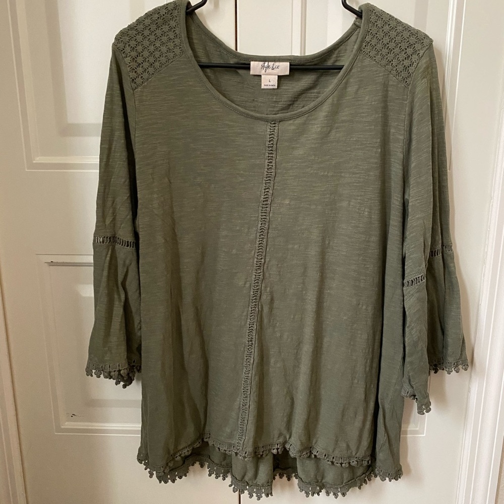Green Lace detailed blouse